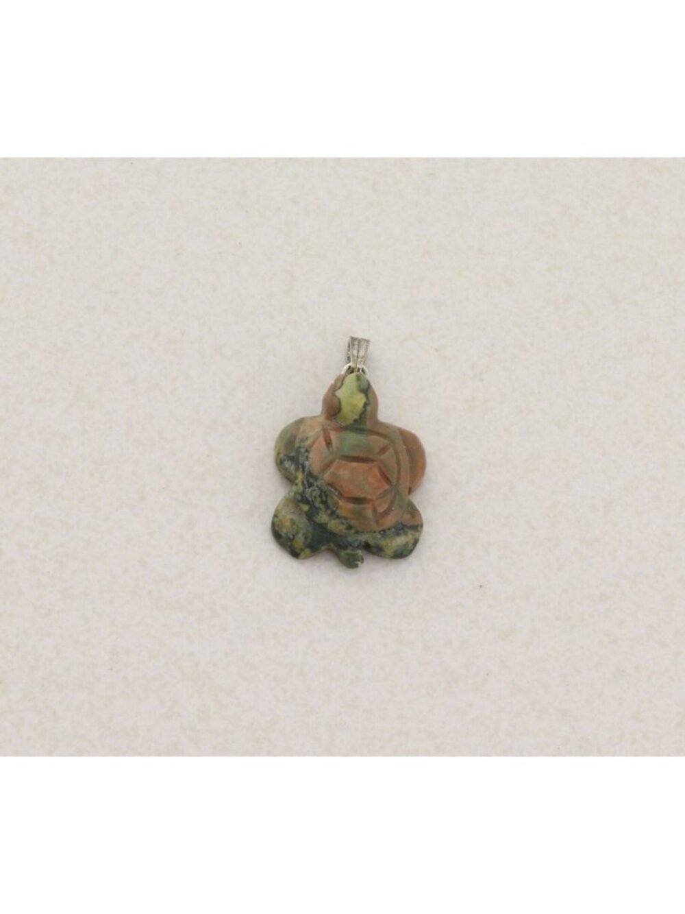 Pendant Only Carved Unakite Turtle Pendant 1" x 5/8"